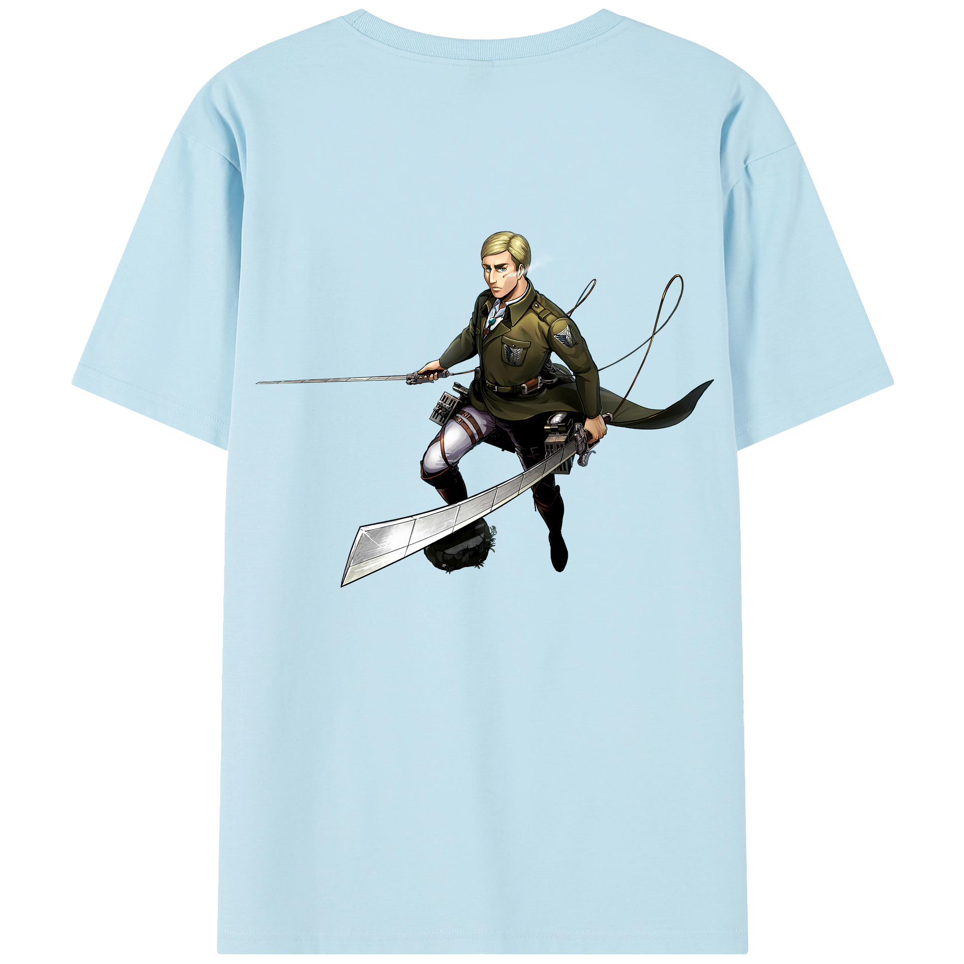 （画像用） 進撃の巨人 エルヴィン・スミス Attack on Titan Erwin Smith 綿100％半袖Tシャツ（背面プリント）